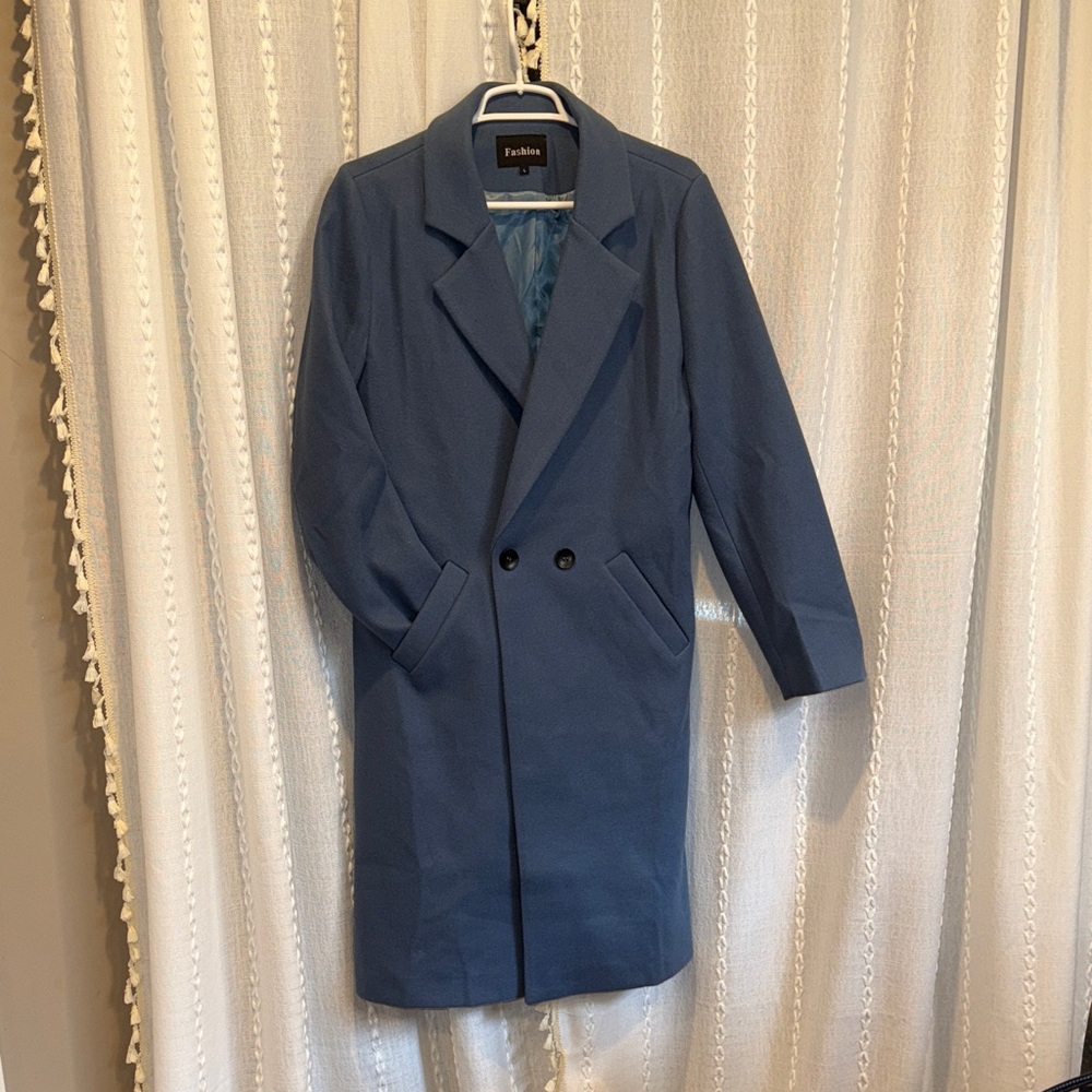 Hooever Women's Winter Wool Coat Casual Notch Lapel Single-Breasted Peacoat